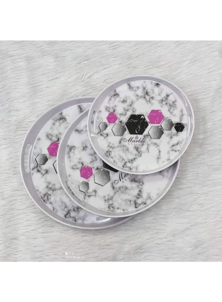 طقم صواني ميلامين الجوهره 3 قطعة بيضاوي صينية مقاس: 46×33 سم صينية مقاس: 36.5×26 سم صينية مقاس: 27×18.5 سم برجل ثقيل الوزن لون متعدد الالوان 2562565 - Image 2